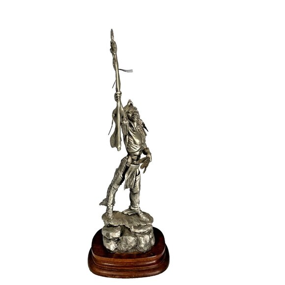Spirit Of The Wolf Sculpture Don Polland Pewter Native American Indian Sculpture - Picture 1 of 10